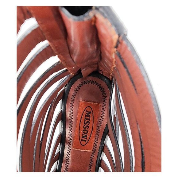 MISSONI Strappy Black White Leather Flat Sandals New Floor Model - Picture 8 of 10